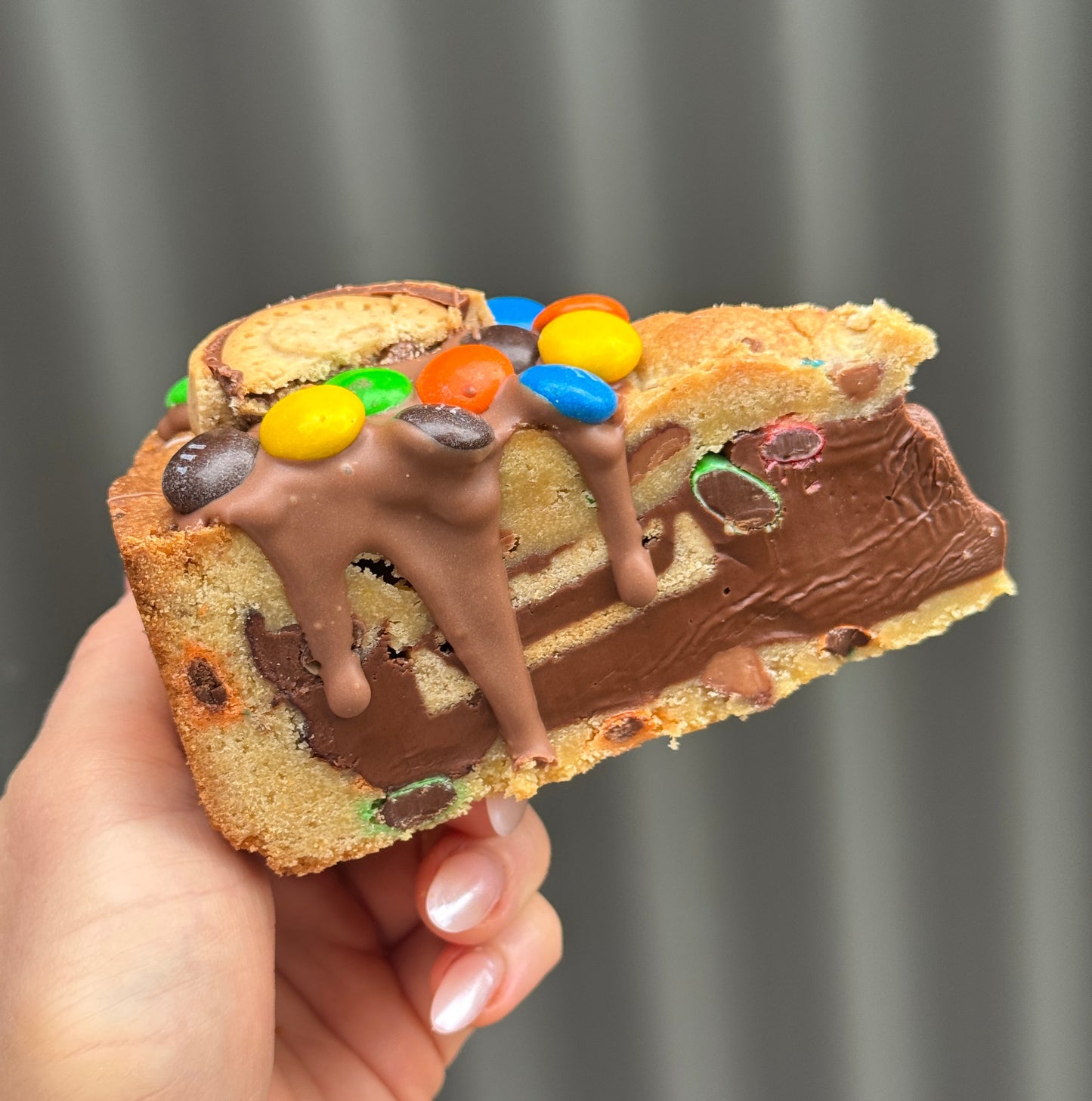 M&M Nutella Cookie Pie Slice