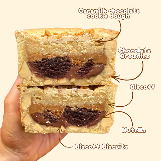 Mini Caramilk Bisctella Brownie Cookie Pie treat box 🥧🍪